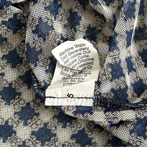 CAbi navy & off white checked blouse, size small. Somewhat sheer. EUC - Picture 10 of 11